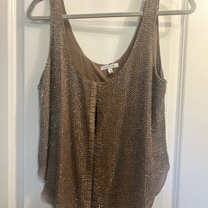 Beaded Brown Sleeveless Top